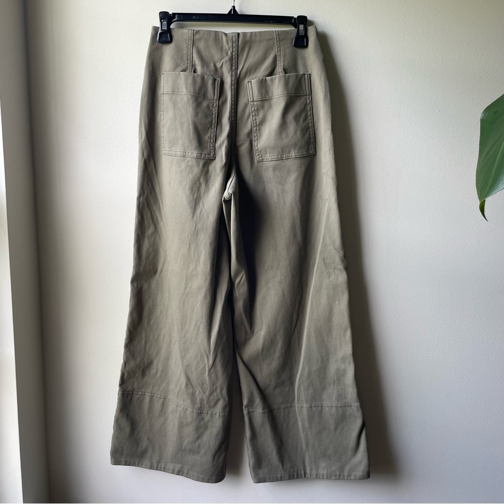 Spanx Twill Cropped Wide Leg Pants in Tucson Olive Women’s Flare Size Small - Picture 3 of 10